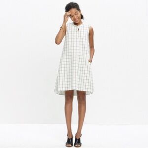 Madewell Sleeveless Shirt Dress in Grid Print LG